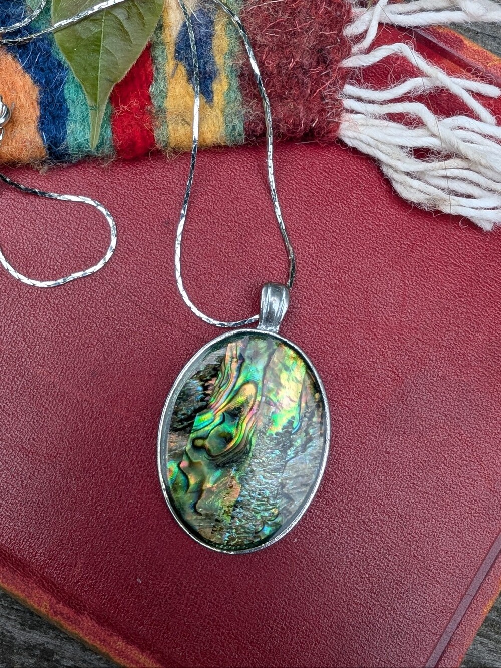 Abalone Shell Oval Necklace - Southwestern Pendant
